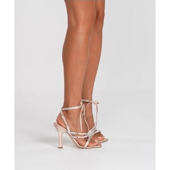 Mia Becar Gold Champane Audrey Sandal Size 41 US 11 Bling Strappy Dress Formal - Picture 9 of 16